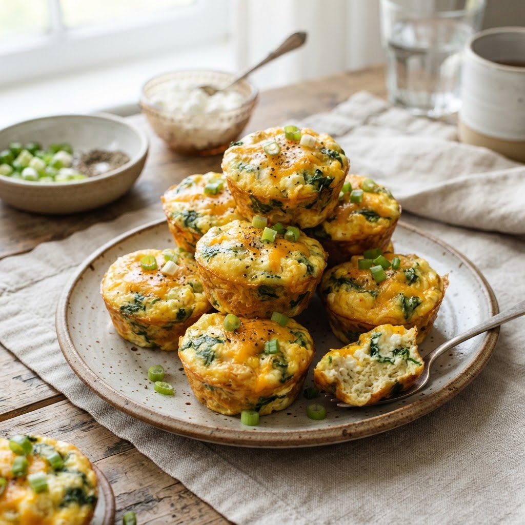 Cottage Cheese Spinach Egg Muffins
