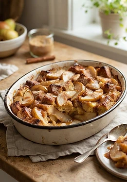 Caramel Pear Bread Pudding