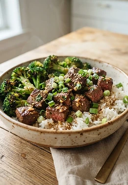 Garlic Butter Steak Rice Bowls