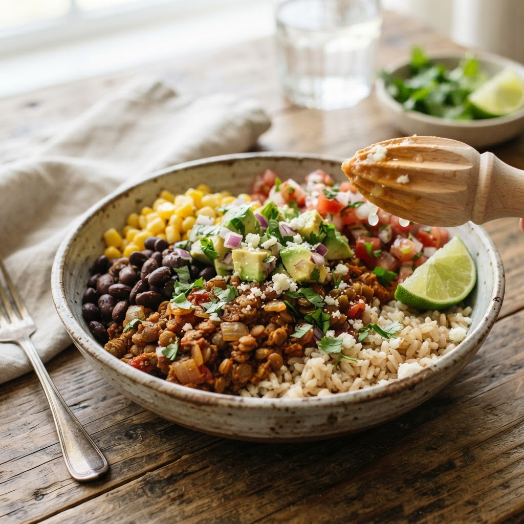 Lentil Taco Rice Bowls