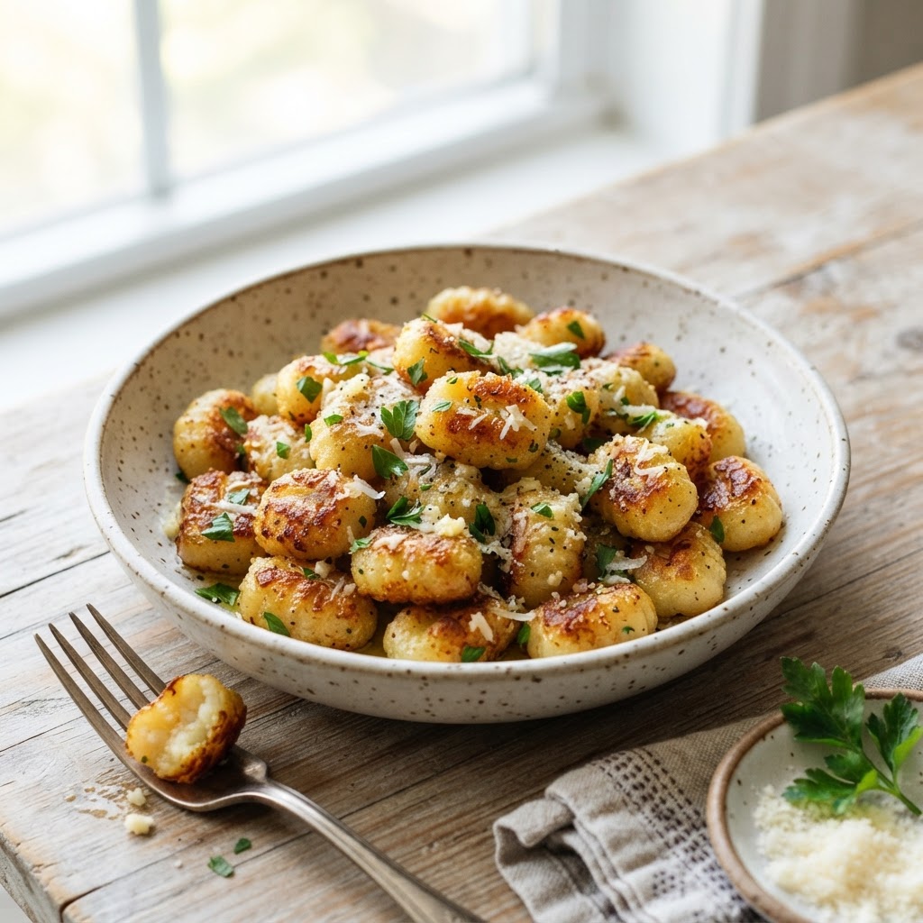 Air Fryer Garlic Parmesan Gnocchi