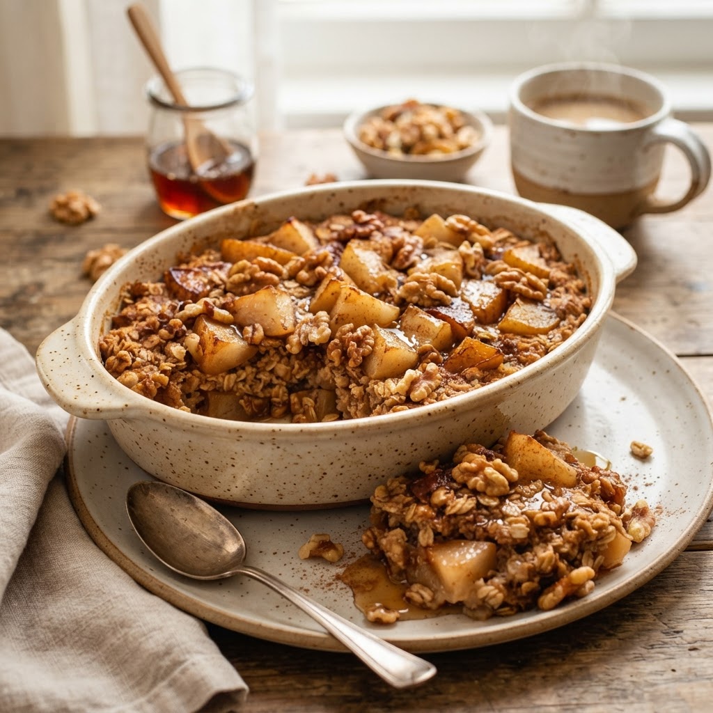 Pear Walnut Baked Oatmeal
