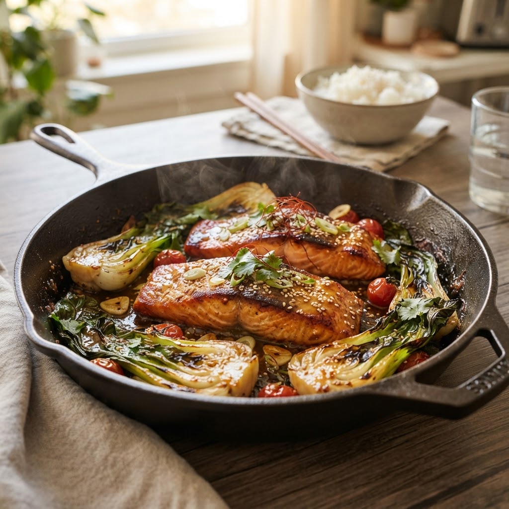 Miso Butter Salmon with Bok Choy