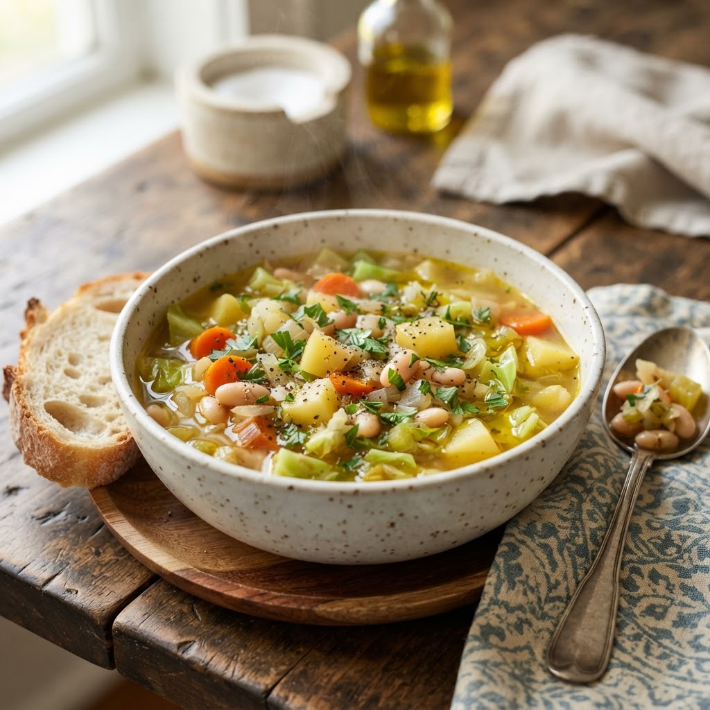 Cabbage Potato and White Bean Soup