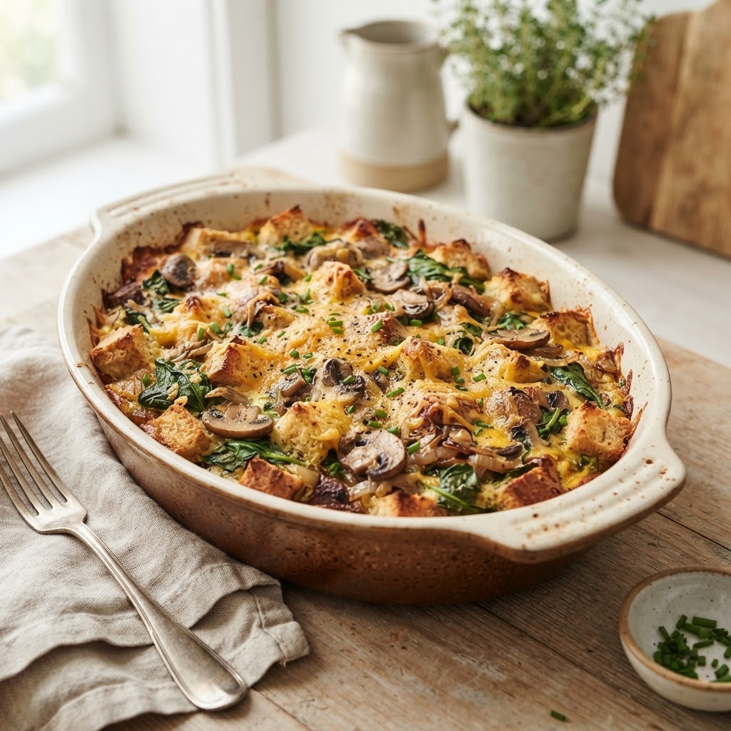 Spinach Mushroom Breakfast Casserole