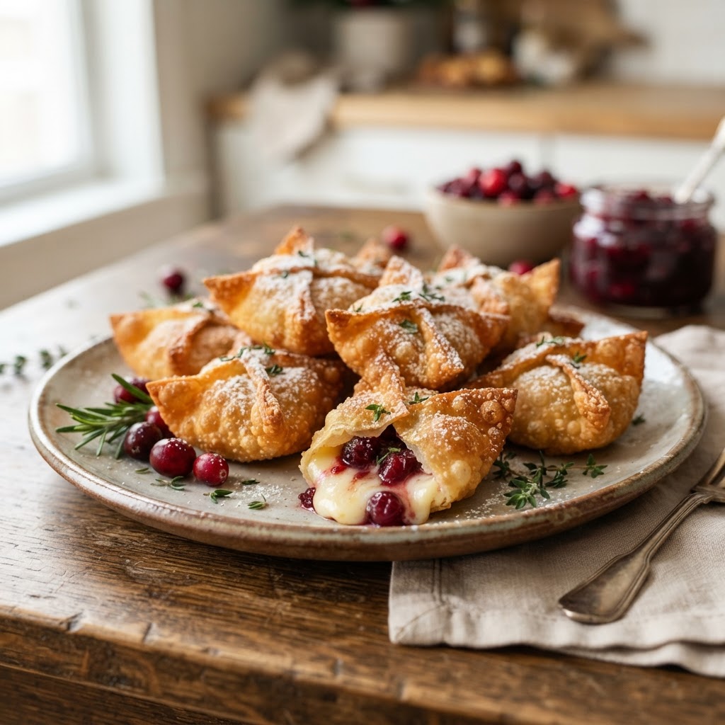 Air Fryer Cranberry Brie Wontons