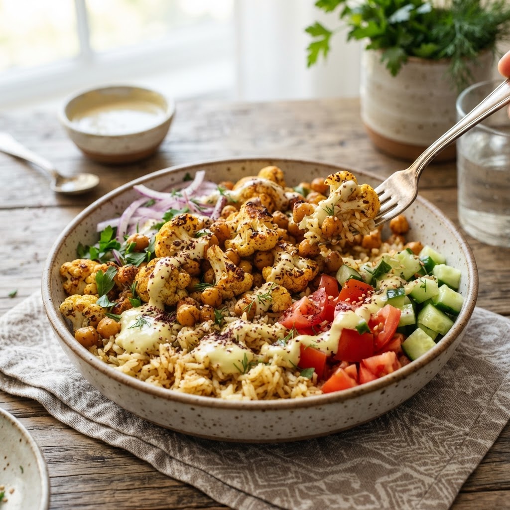 Cauliflower and Chickpea Shawarma Bowls