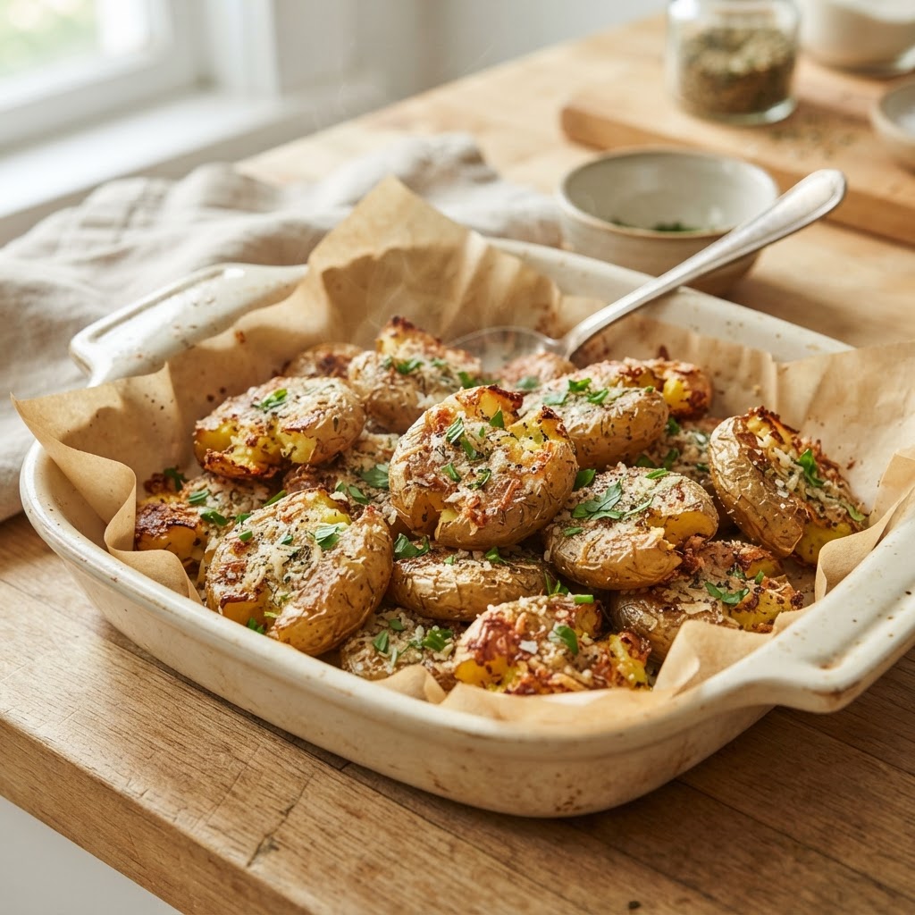 Parmesan Ranch Smashed Potatoes