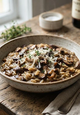 Mushroom Orzo with Marsala and Parmesan