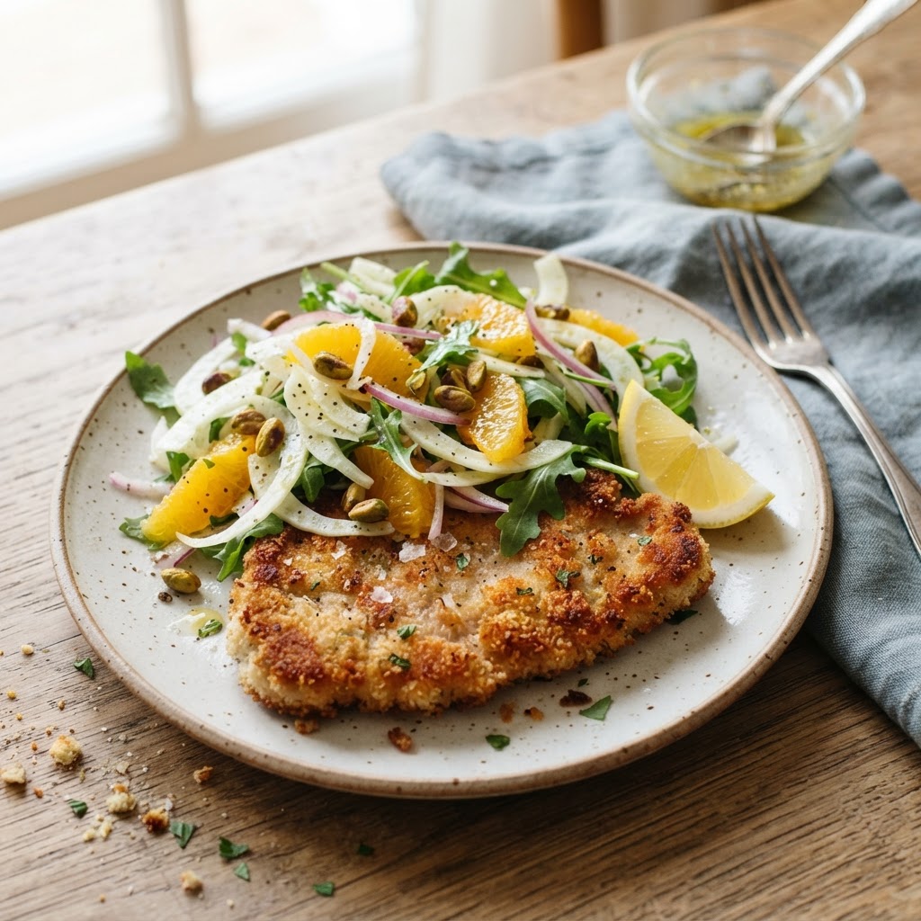 Pork Milanese with Fennel Orange Salad