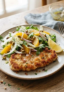 Pork Milanese with Fennel Orange Salad