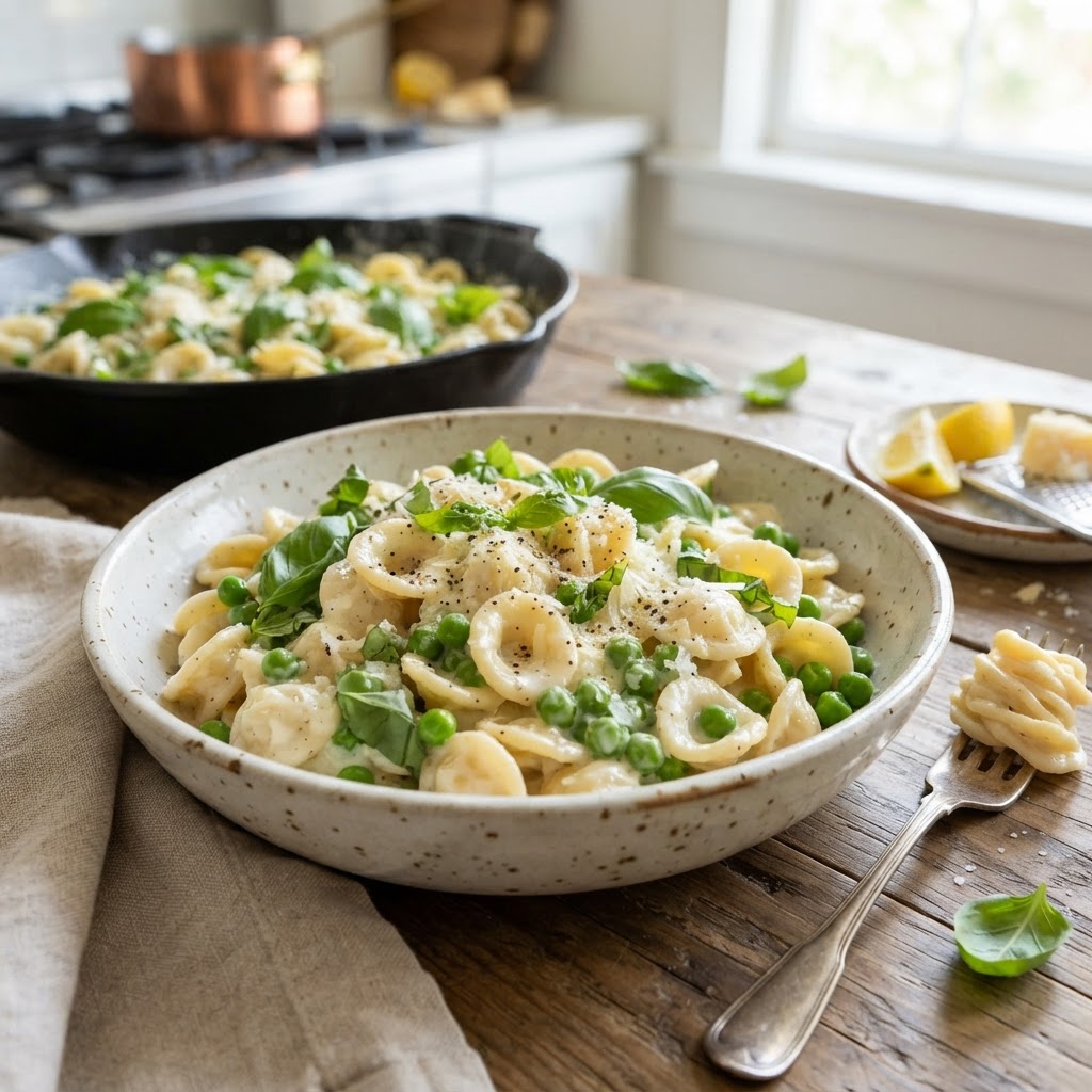 Lemon Ricotta Pasta with Peas