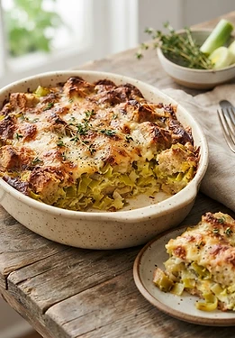 Leek Gruyere Breakfast Strata