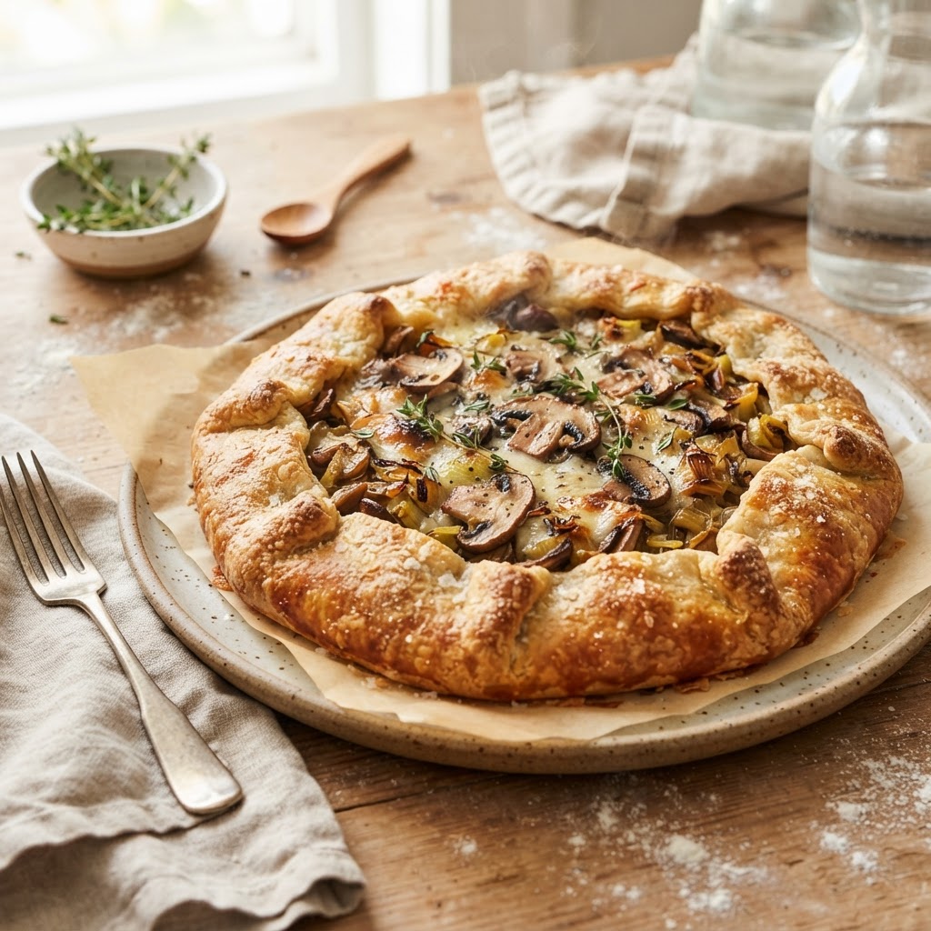 Mushroom Leek Galette with Gruyere