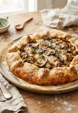 Mushroom Leek Galette with Gruyere
