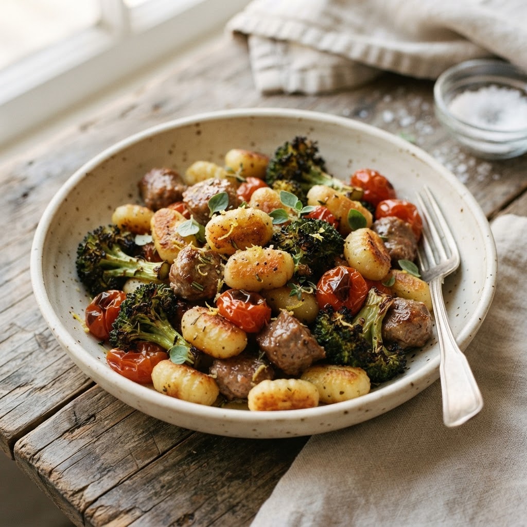 Roasted Gnocchi and Italian Sausage Sheet Pan Bake