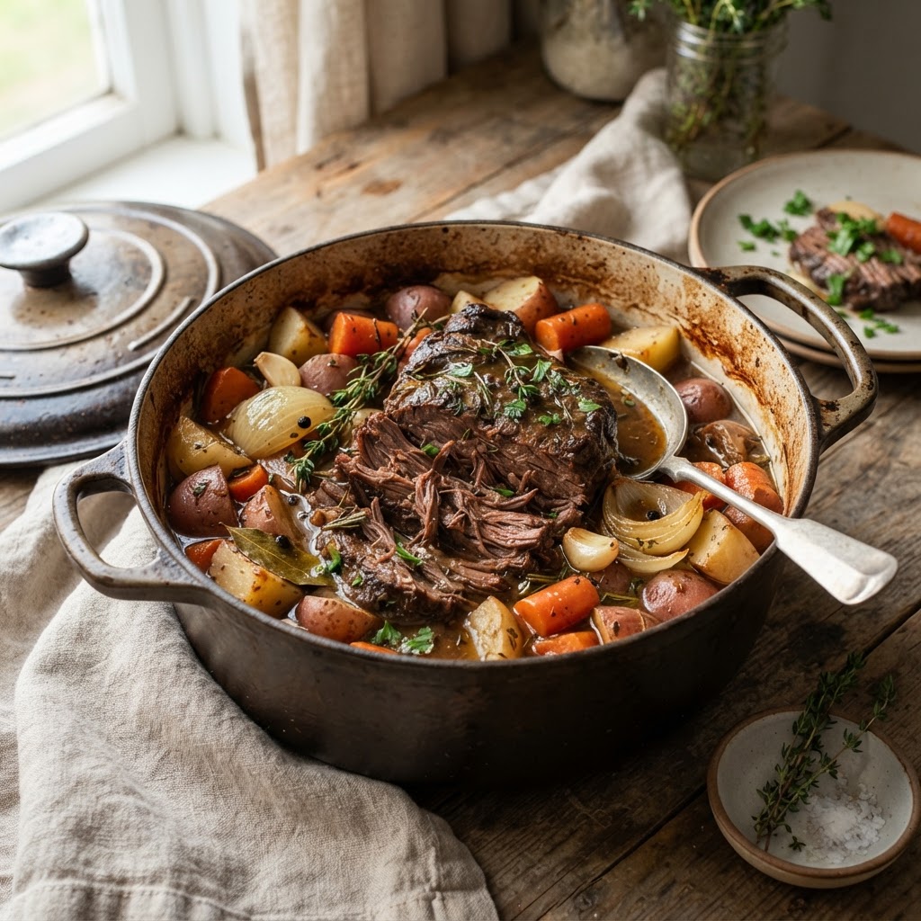 Slow Cooker Garlic Herb Pot Roast