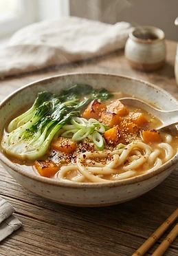 Miso Udon with Roasted Squash and Bok Choy