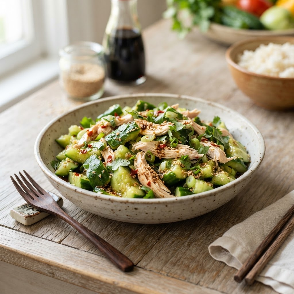 Smashed Cucumber Chicken Salad