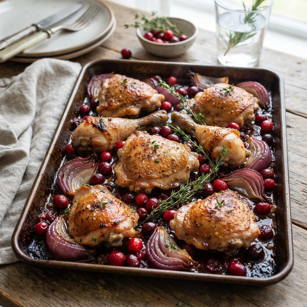 Sheet Pan Cranberry Balsamic Chicken