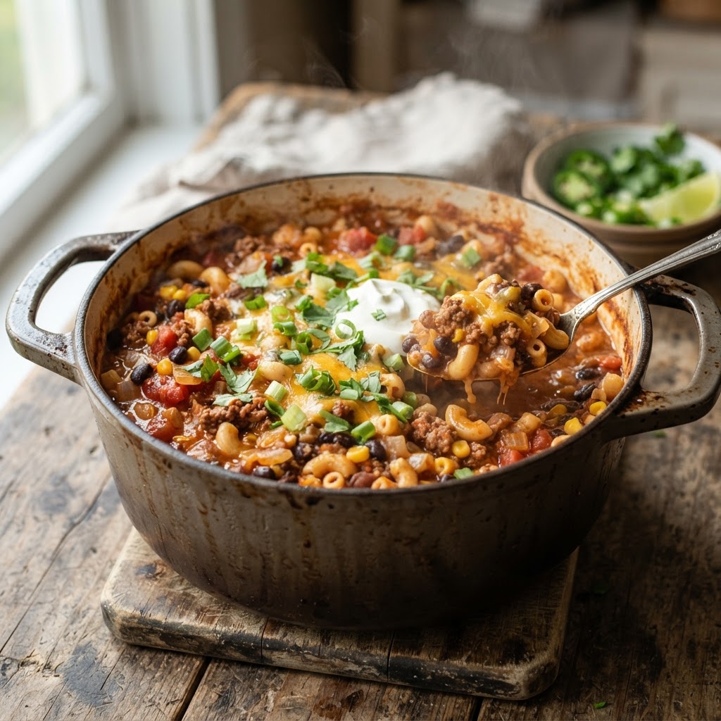 One-Pot Chili Mac with Black Beans