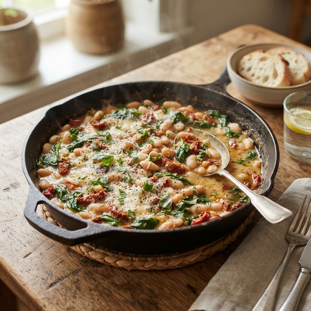 Creamy White Bean Sun-Dried Tomato Skillet