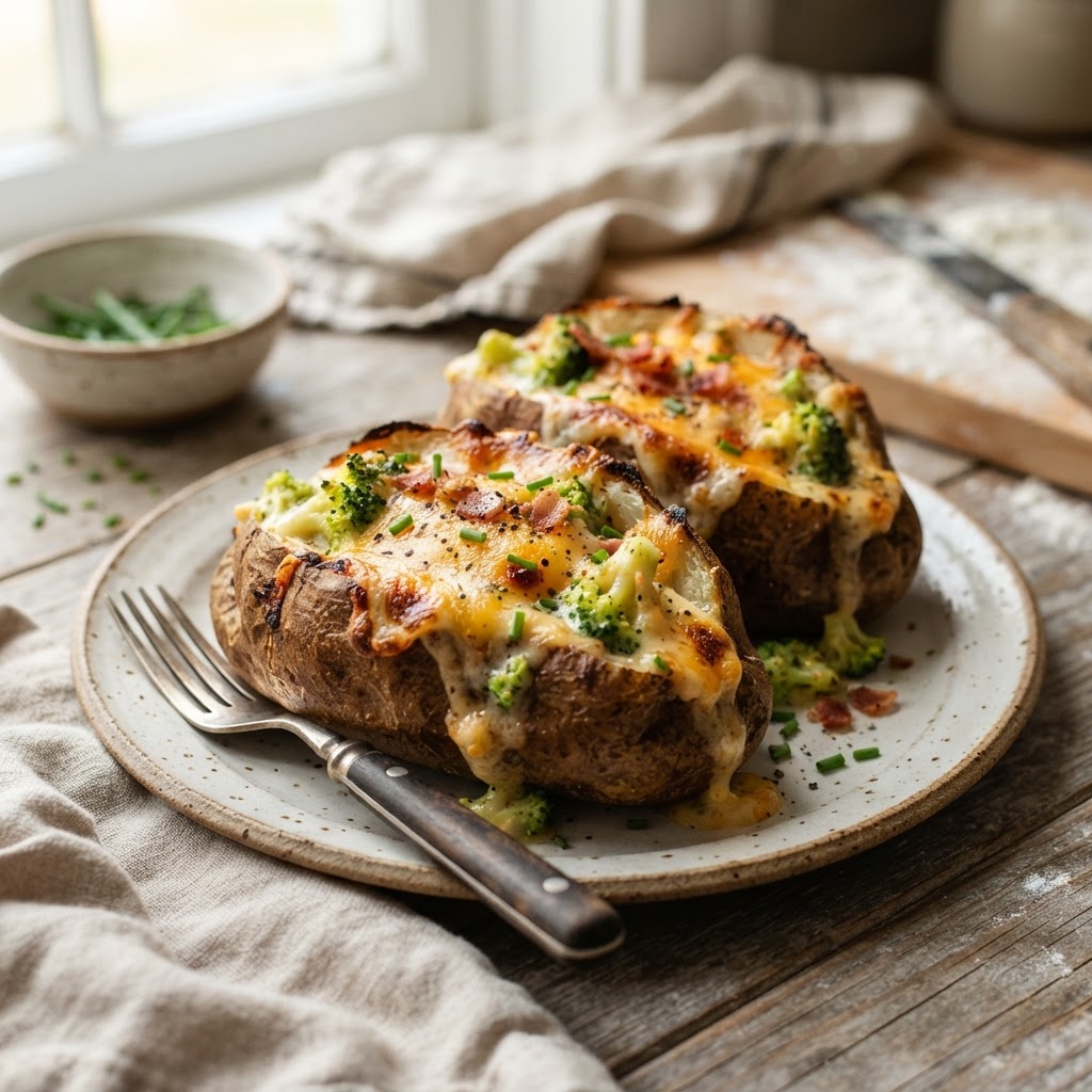 Broccoli Cheddar Stuffed Baked Potatoes