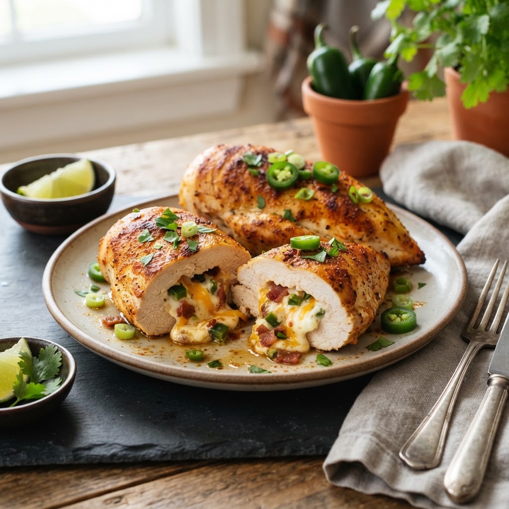 Air Fryer Jalapeño Popper Stuffed Chicken Breasts