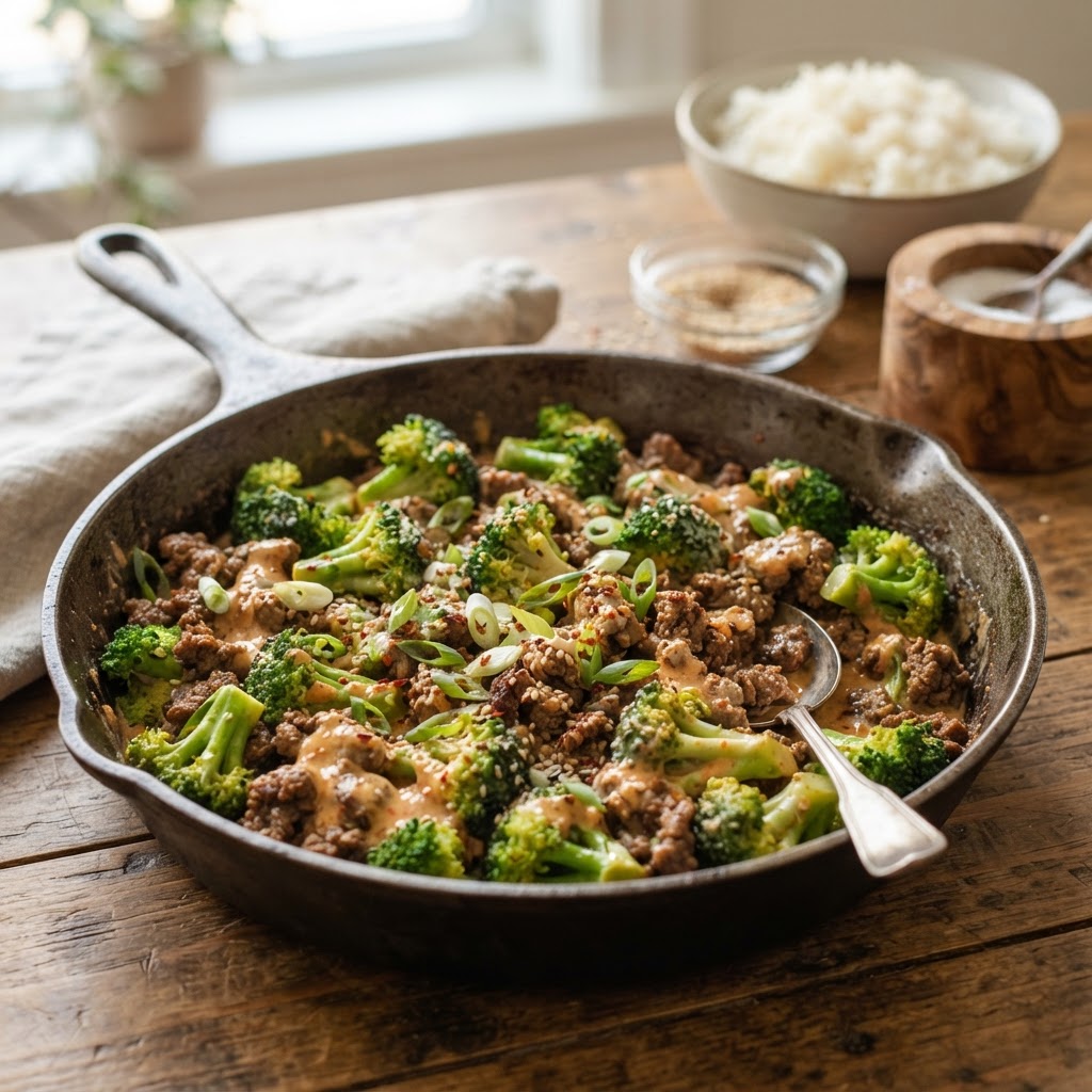 Bang Bang Beef and Broccoli Skillet