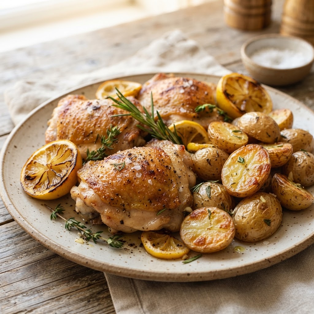 One-Pan Lemon Herb Roasted Chicken and Potatoes