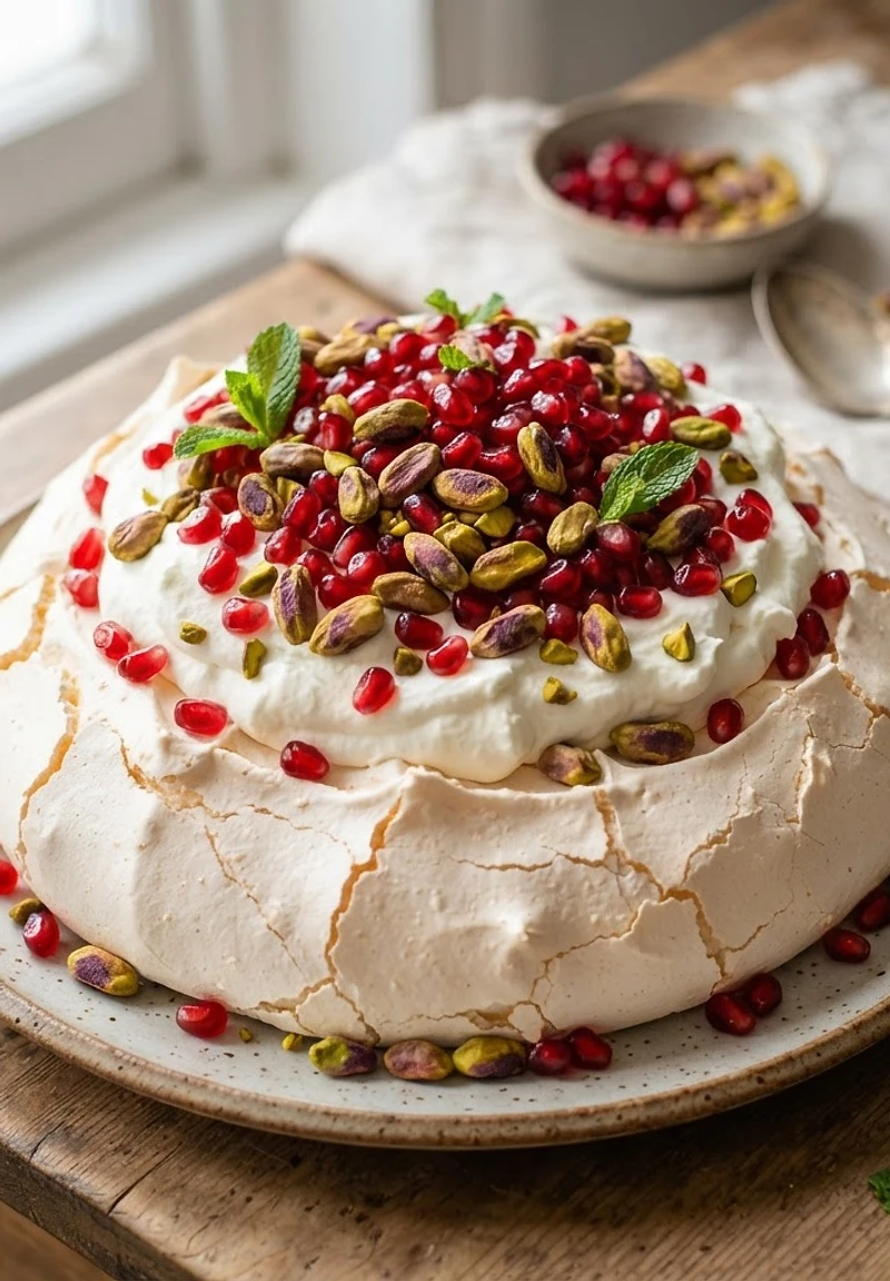 Pomegranate Pistachio Pavlova