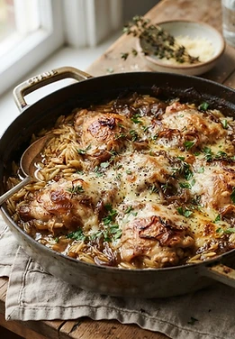 One-Pot French Onion Chicken Orzo
