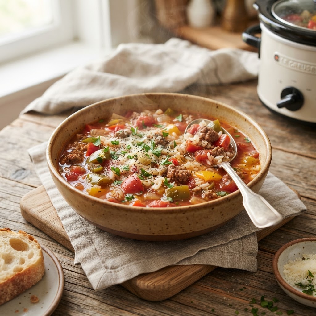 Slow Cooker Stuffed Pepper Soup