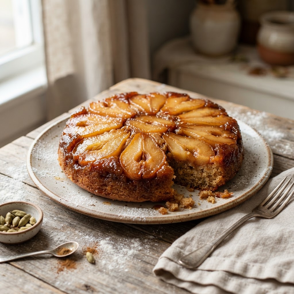 Pear Cardamom Upside Down Cake