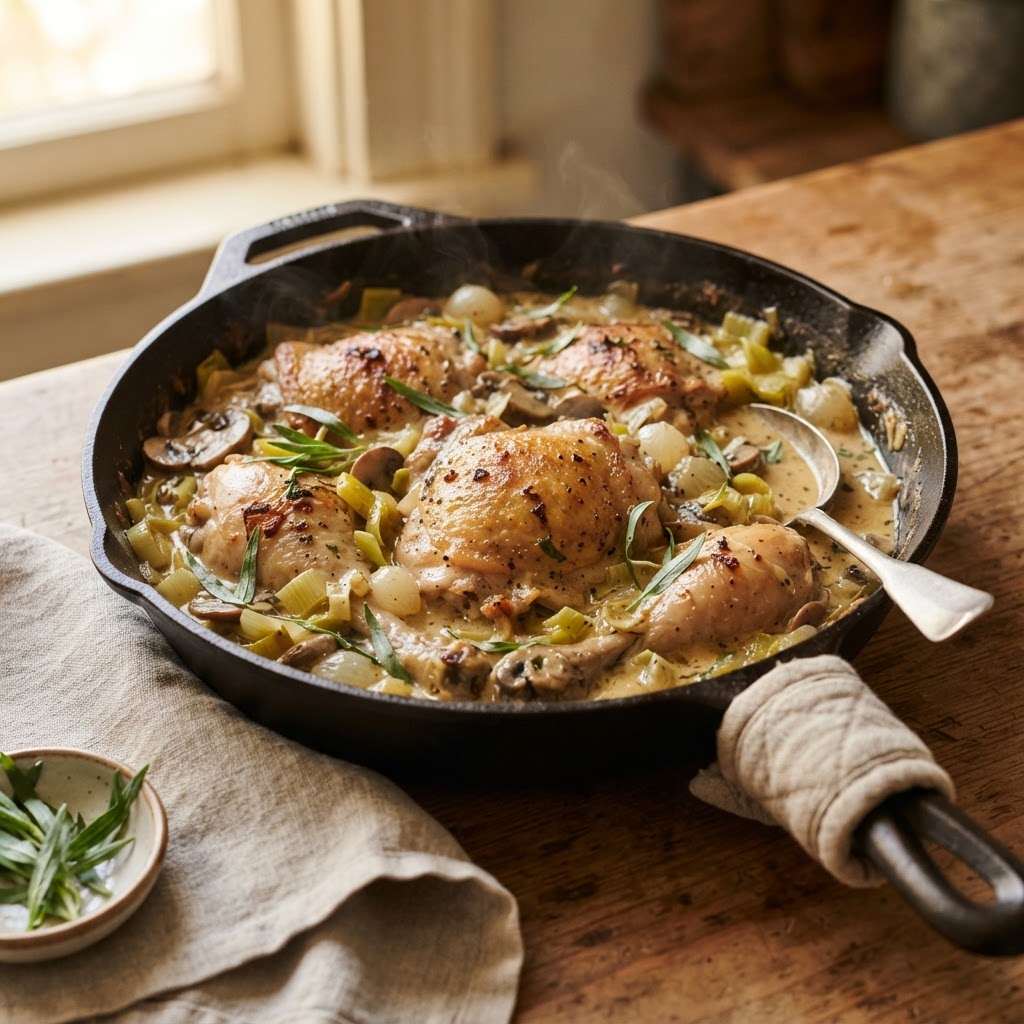 Chicken Fricassee with Leeks and Tarragon