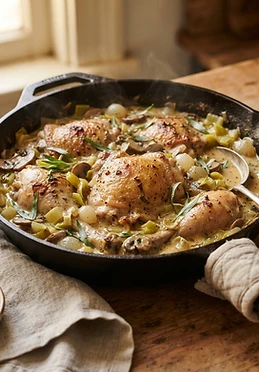 Chicken Fricassee with Leeks and Tarragon