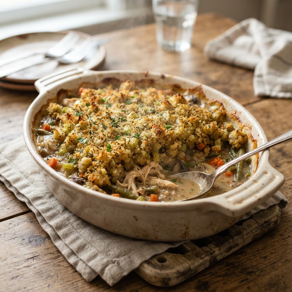 Rotisserie Chicken and Stuffing Casserole