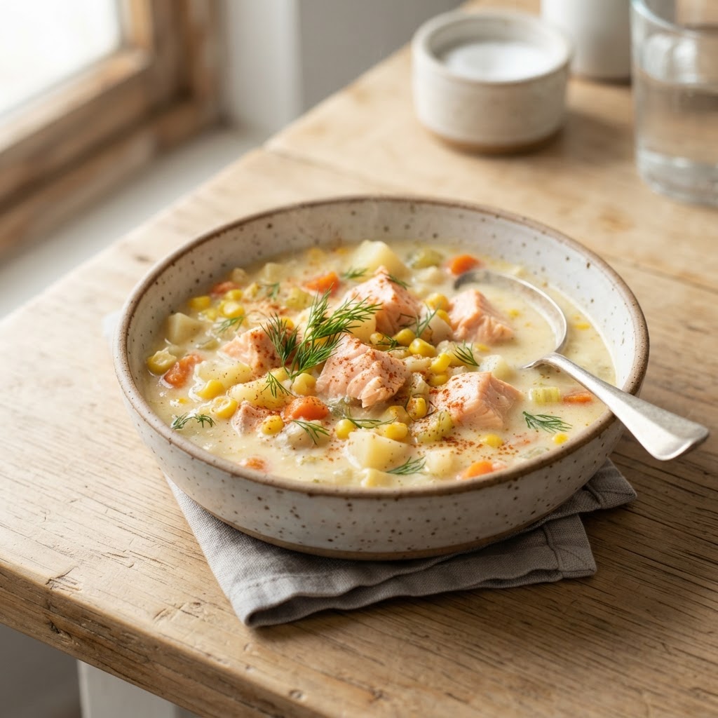 Creamy Salmon and Sweet Corn Chowder
