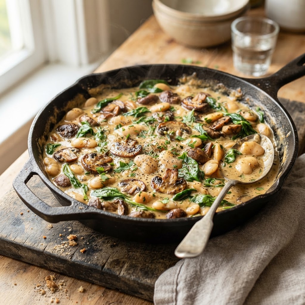 Creamy Butter Bean Mushroom Skillet