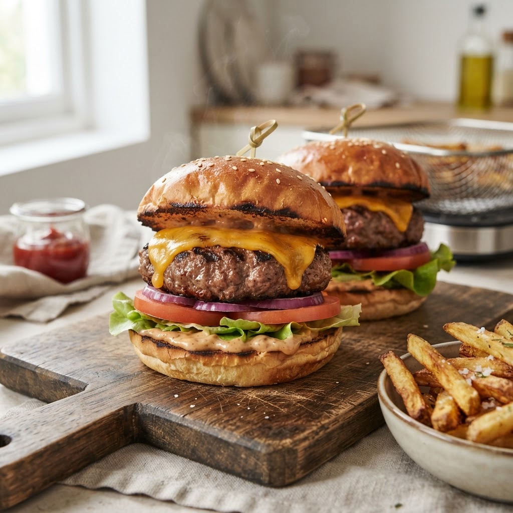 Air Fryer Hamburgers