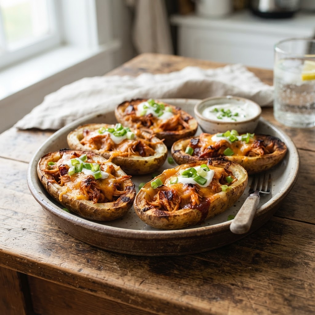 BBQ Chicken Stuffed Potato Skins