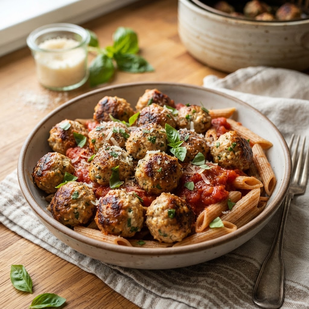 Air Fryer Turkey Meatballs with Cottage Cheese