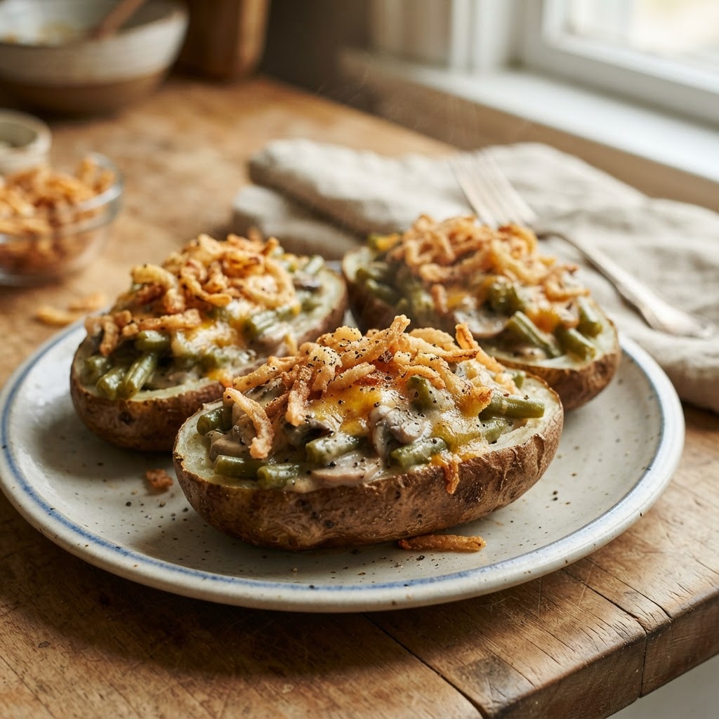 Green Bean Casserole Stuffed Potatoes