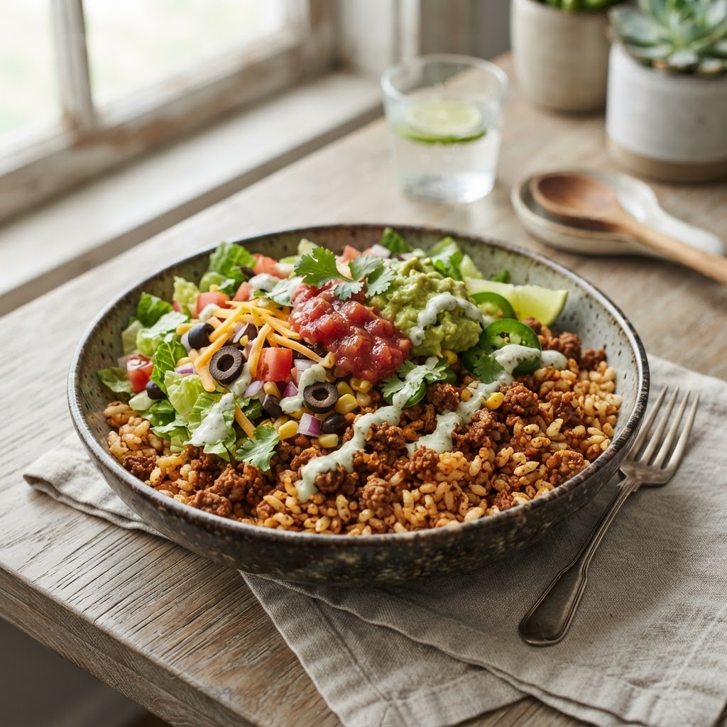 Crispy Rice Taco Salad
