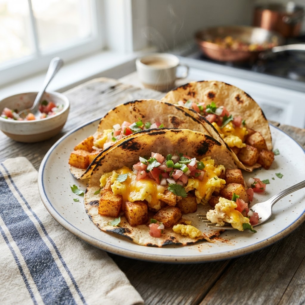 Crispy Potato and Egg Breakfast Tacos