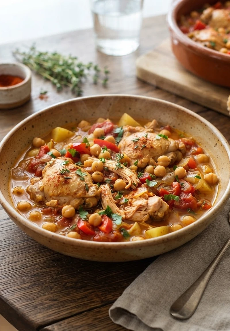 Spanish Chicken and Chickpea Stew with Saffron