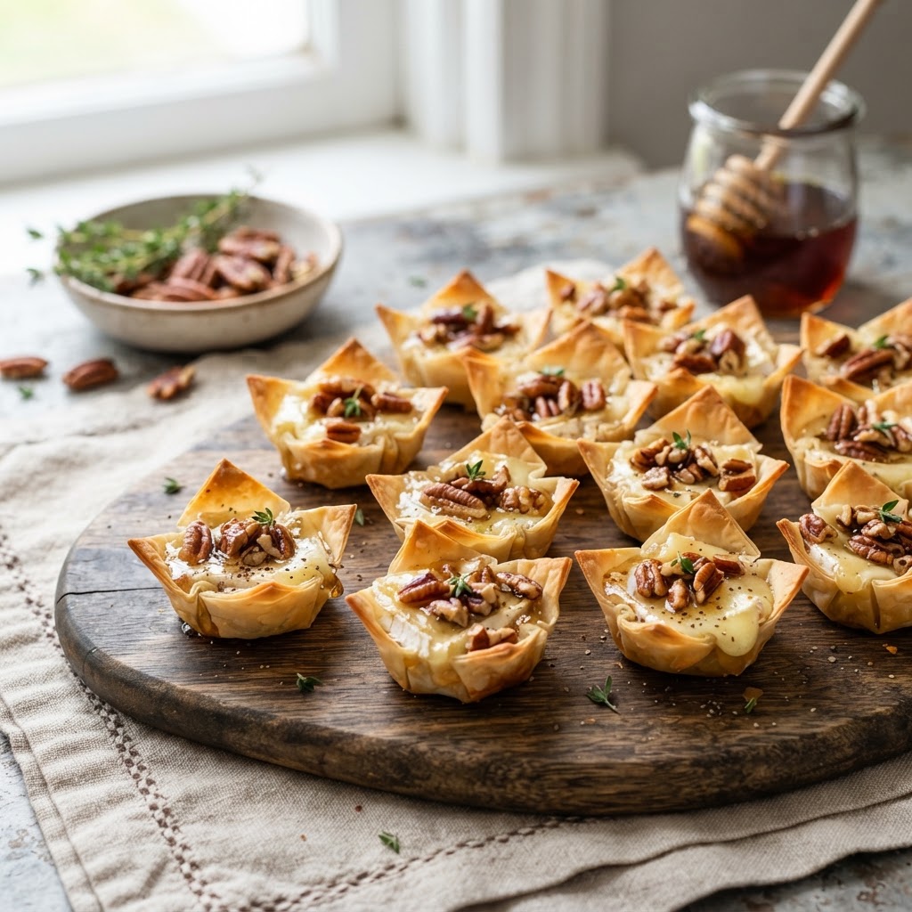 Maple Pecan Brie Phyllo Cups
