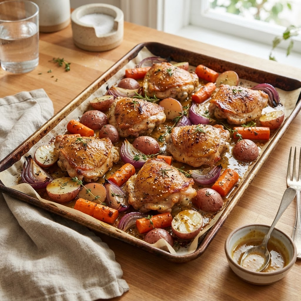 Sheet Pan Honey Mustard Chicken and Vegetables