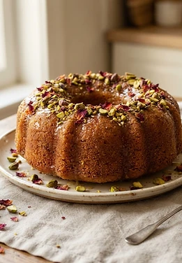 Pistachio Rose Semolina Cake