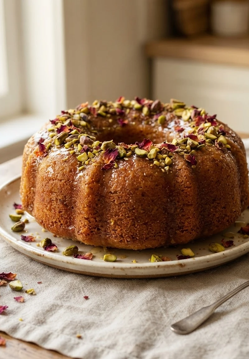 Pistachio Rose Semolina Cake